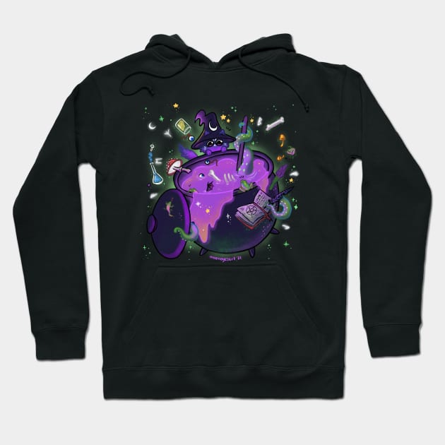 Spooky Cauldron Cat Hoodie by mooneyesart